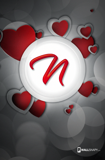 N letter images in heart download - Wallsnapy