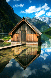 water-with-wood-house-hd-wallpaper